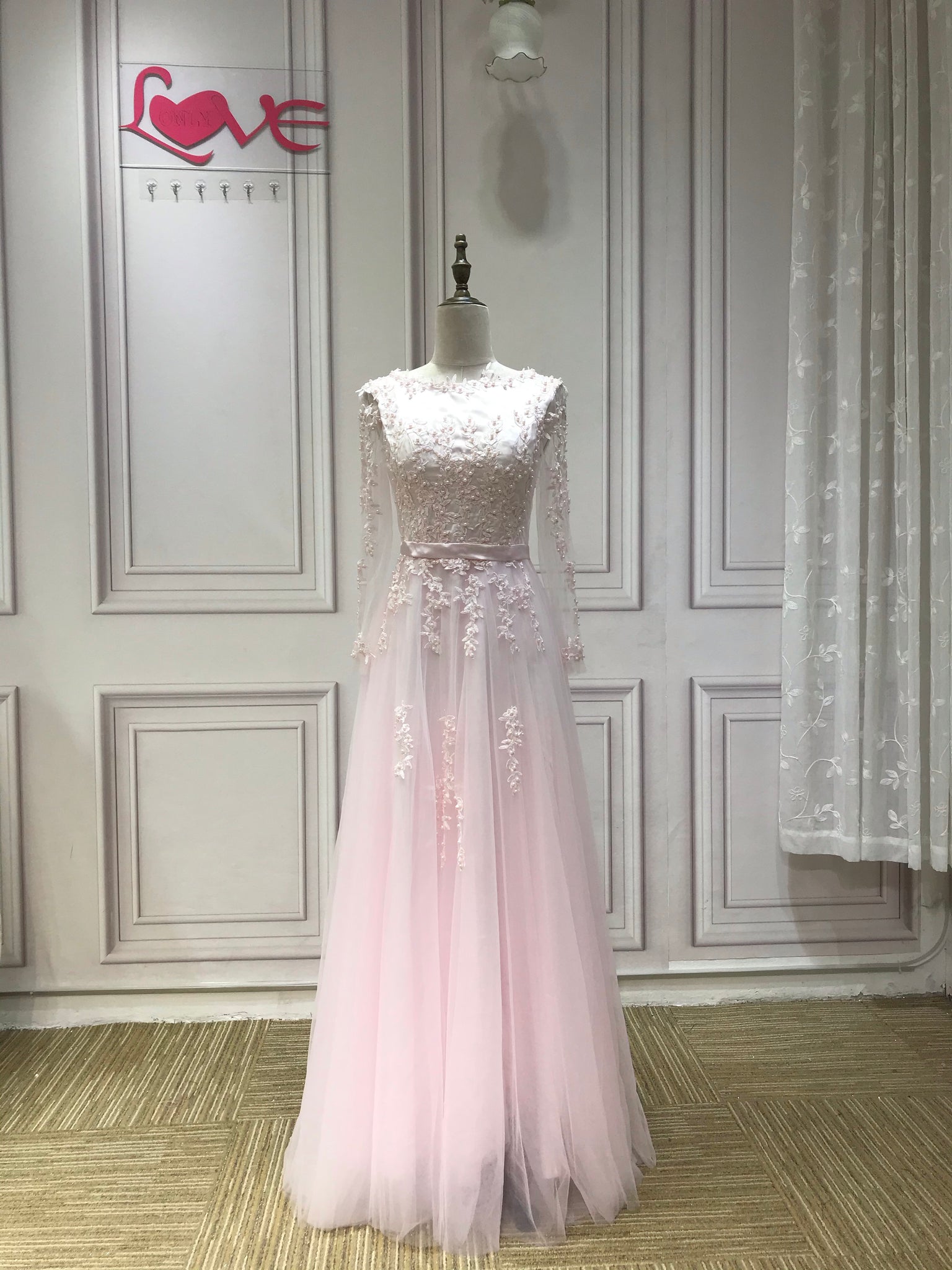Illusion Cut-out Pink Lace Mermaid Prom Dress - Promfy
